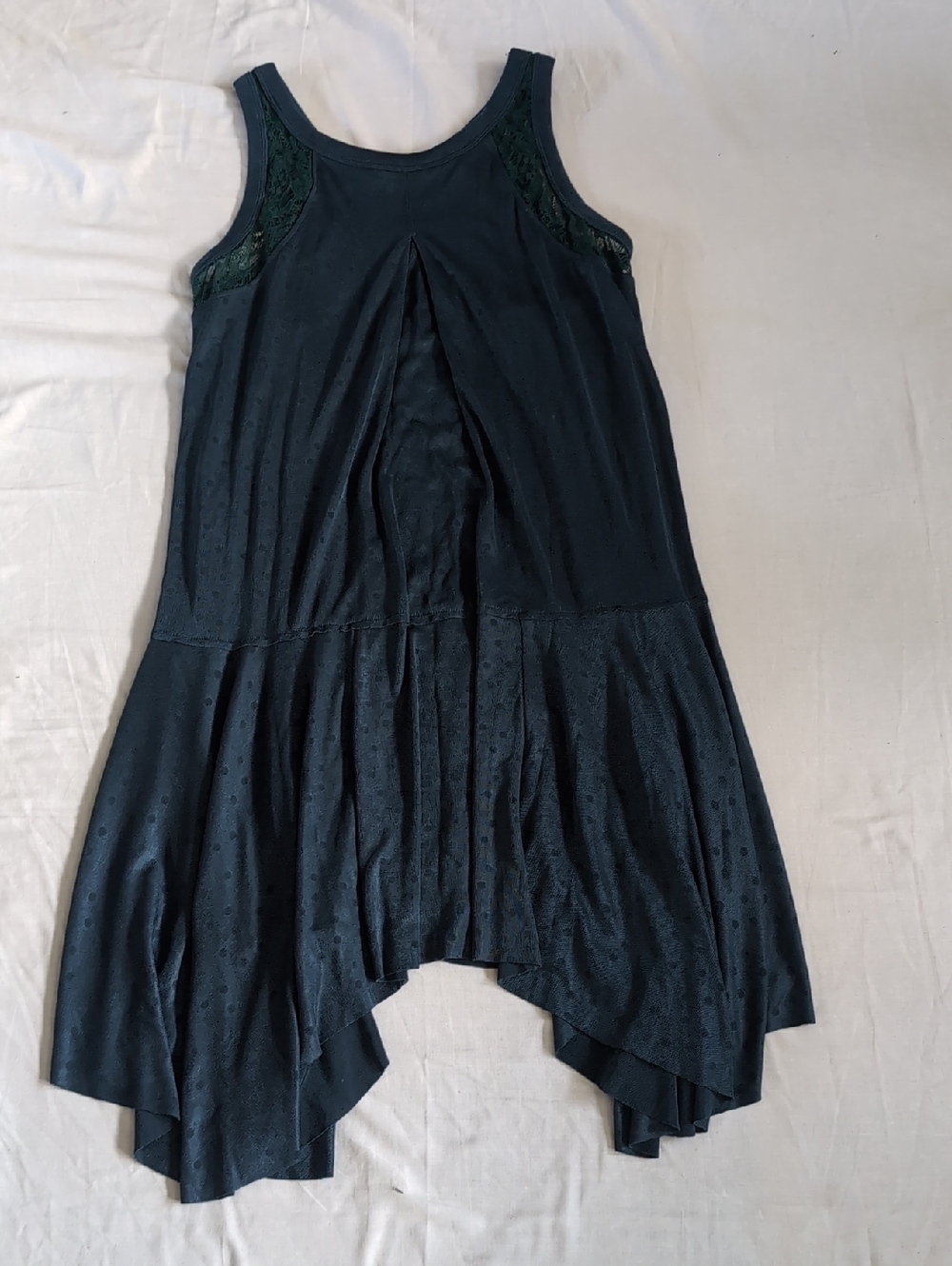 Free People Jade Green Sleeveless Handkerchief Hem Dress